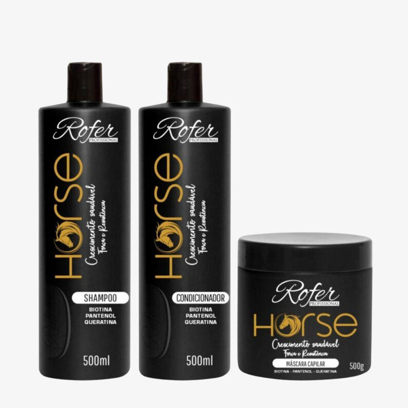 Kit Crescimento Horse Rofer - Shampoo, condicionador e máscara - 3x500ml - C&E Store