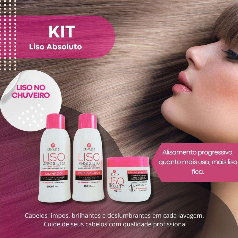 Kit Liso absoluto Shampoo, condicionador e Mascara 3x300ml - C&E Store