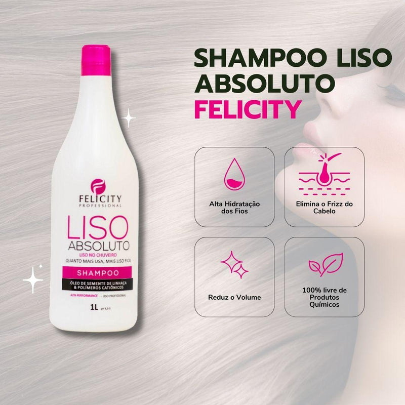 Shampoo Liso Absoluto Felicity Professional 1L - Limpeza Profunda e Alisamento Incrível! - C&E Store