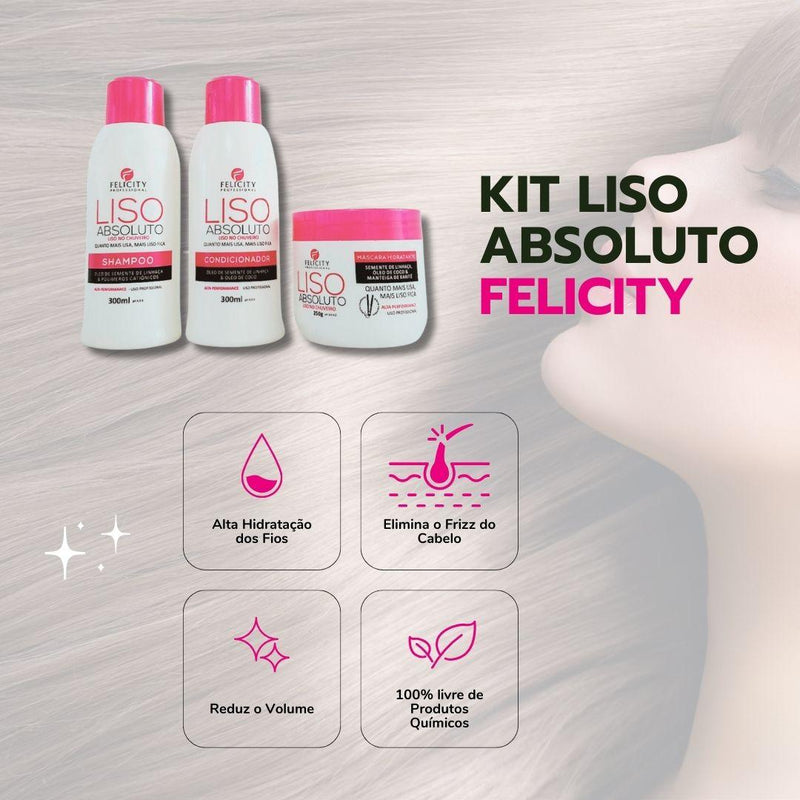 Kit Liso absoluto Shampoo, condicionador e Mascara 3x300ml - C&E Store