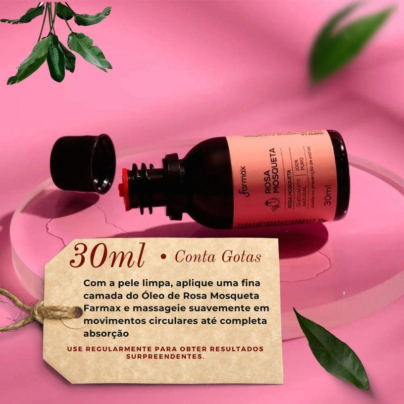 Óleo de Rosa Mosqueta 100% Puro 30ml Farmax - Produto Original - Previne Estrias - C&E Store
